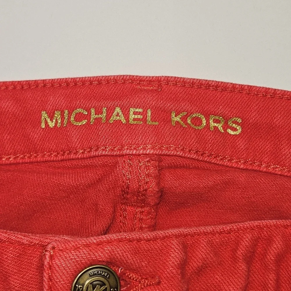 Michael Kors Skinny Jeans Women's Size 10 Red Stretch Denim Low Rise Trousers